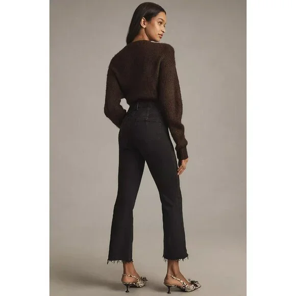 Good American Good Legs Mid-Rise Crop Mini Bootcut Jeans Black 26W PLUS SIZE - Picture 5 of 5